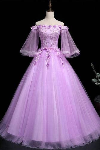 Purple Grace – Floral Embroidered Gown