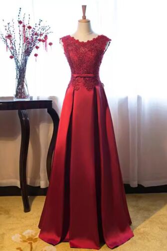 Crimson Grace – Lace Embroidered Gown