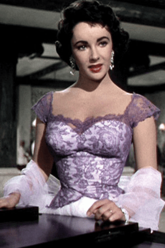 Elizabeth Taylor Lavender and White Lace Tulle Formal Dress in Movie Elephant Walk