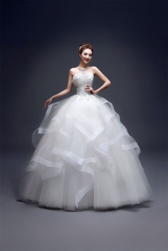 Moonlight Whisper – White Ball Gown Wedding Dress