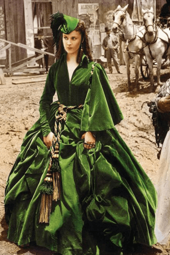Vivien Leigh as Scarlett O'Hara Green Curtain Dress in 1930s Movie Gone With the Wind