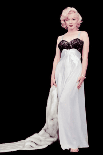 Marilyn Monroe Inspired Black and White Lace Satin 1950s Formal Evening Celebrity Dress