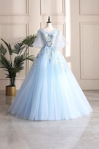 Frozen Bloom – Dreamy Silver Embroidered Gown