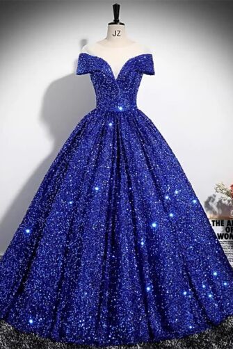 Midnight Symphony – Sapphire Sequin Gown