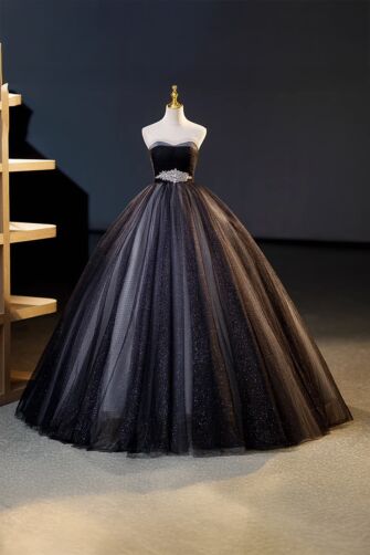 Midnight Sonata – Black Sparkling Tulle Gown