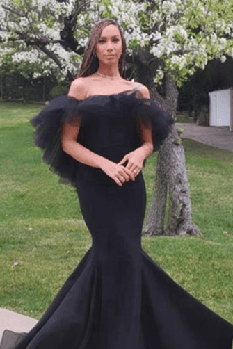 Leona Lewis Black Ruffled Off-the-shoulder Mermaid Formal Evening Dress Oscars 2020