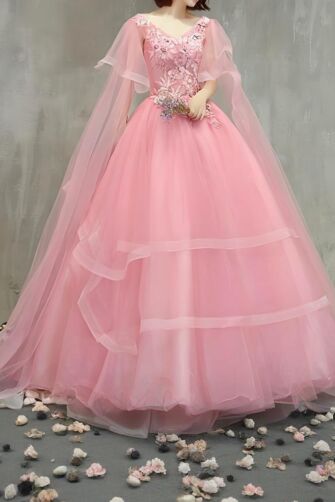 Blossom Whisper – Sakura Pink Ball Gown