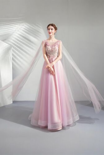 Blush Symphony – Elegant Embroidered Dress