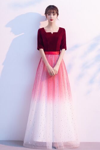 Wine-to-Ivory Constellation — Ombre Tulle Dress