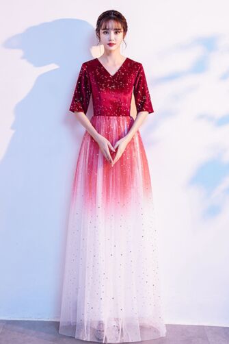 Cranberry Galaxy — Sequin Velvet Formal Dress