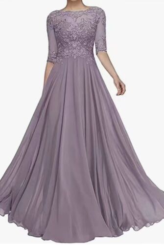 Dusty Lavender Serenade — Half-Sleeve A-Line Maxi