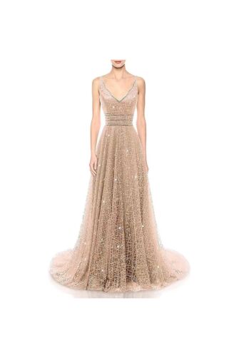 Champagne Constellation — Spaghetti-Strap Glitter Gown