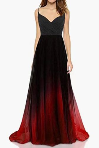 Crimson Eclipse — Spaghetti-Strap Ombre Gown