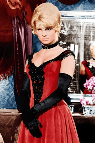 Julie Christie Red Off-the-shoulder Celebrity Dress in Movie "Doctor Zhivago" Costume