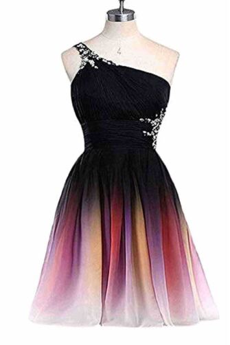 Crimson Eclipse Mini — One-Shoulder Ombre Cocktail Dress