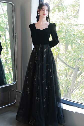 Midnight Constellation Velvet Tulle Gown