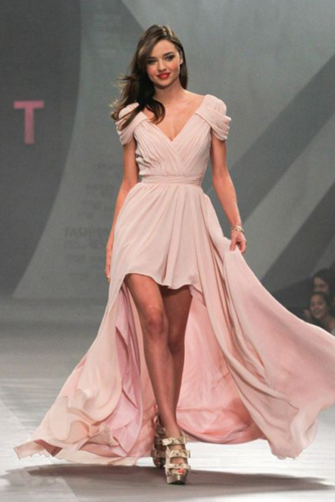 Miranda Kerr Pink High-Low Chiffon Formal Prom Celebrity Dress Liverpool 2011