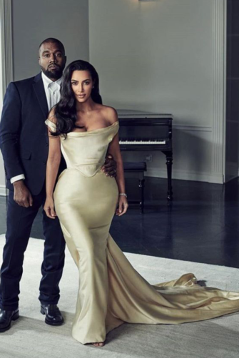 Kim Kardashian Champagne Off-the-shoulder Satin Dress Diddy Birthday Party