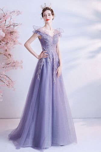 Lavender Fairywing Glitter Tulle Gown