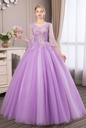 Lavender Enchanted Blossom Tulle Ball Gown
