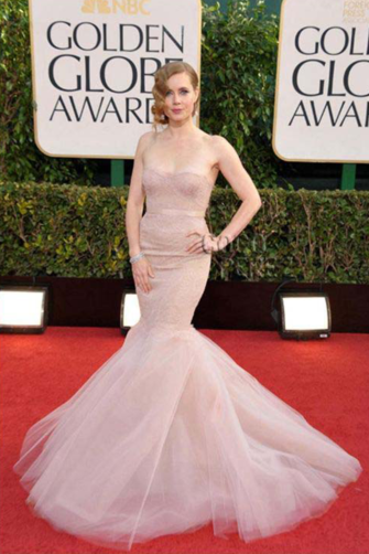 Amy Adams Blush Pink Lace Tulle Mermaid Formal Dress Golden Globes 2013
