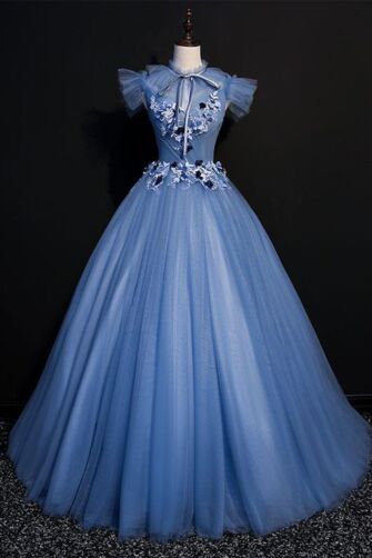 Bluebell Petal Bow-Neck Tulle Ball Gown
