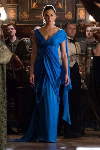 Gal Gadot Blue Formal Dress in Movie "Wonder Woman" Costume