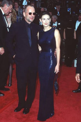 Demi Moore Navy Sequin Sleeveless Sheath Celebrity Dress Emmys 1997