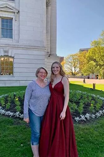 Spaghetti Strap V-Neck Satin A-Line Prom Dress