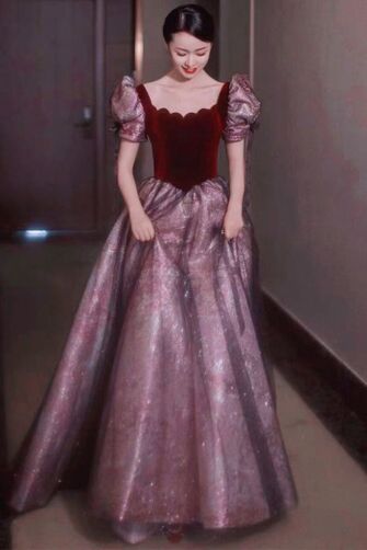 Scalloped Neckline with Sparkle Tulle Skirt, Vintage Evening Dress