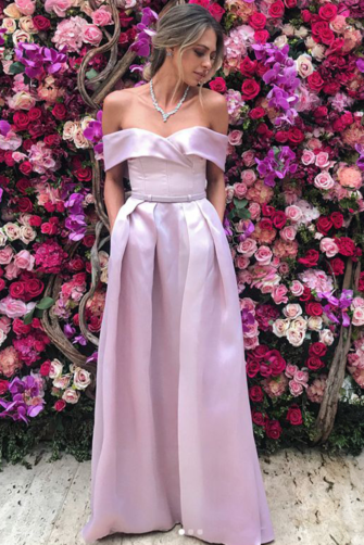 Lilac Enchantment – Off-the-Shoulder Satin Corset & Palazzo Jumpsuit