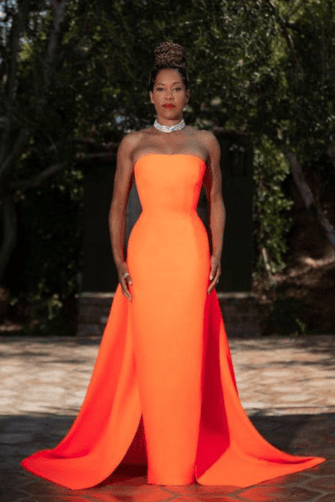 Regina King Inspired Orange Evening Dress Costume Designers Guild Awards 2021