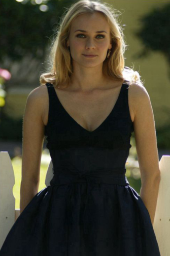 Midnight Elegance – Diane Kruger Black V-Neck Ball Gown