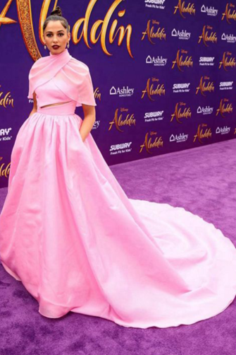 Royal Charm – Naomi Scott Pink Satin Ball Gown