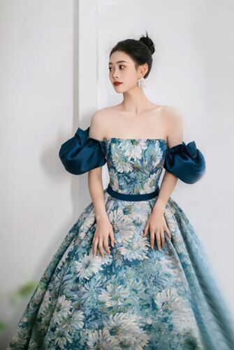 Off-Shoulder Puff Sleeves, Strapless Bodice, Belted Waist