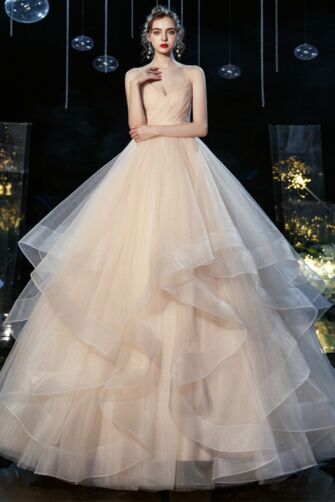 Spaghetti-Strap V-Neck, Glitter Tulle Maxi