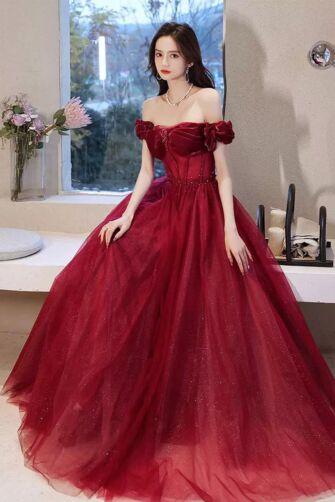 Structured Corset Top, Shimmer Layers, Romantic Off-Shoulder