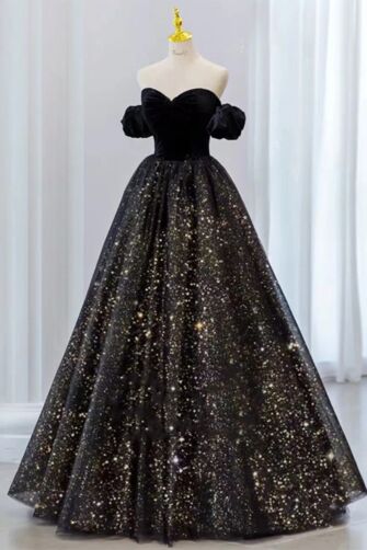 Midnight Galaxy Off-Shoulder Ball Gown