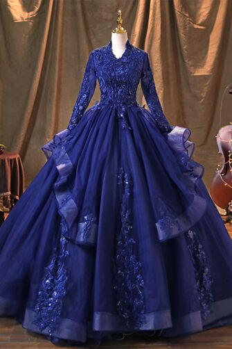 Imperial Sapphire Cascade Ballgown