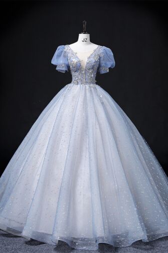 Stardust Embroidered A-Line Evening Gown