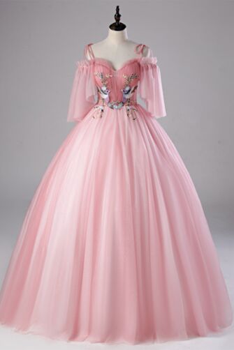 Peony Blossom Embroidered Evening Gown