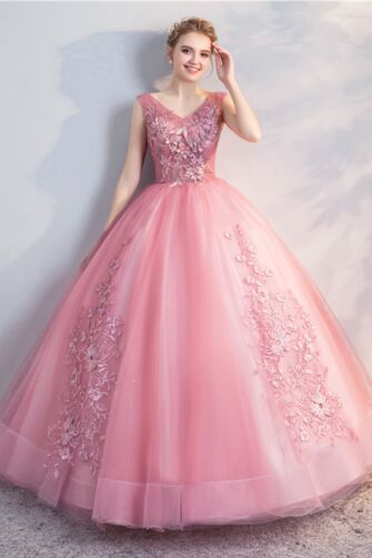 Blush Blossom 3D Appliqué Princess Dress
