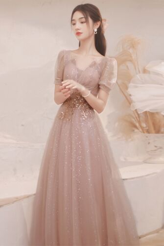 Mauve Moonlight Glitter A-Line Dress