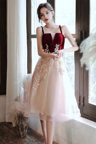 Wine Velvet Sweetheart A-Line Cocktail Dress