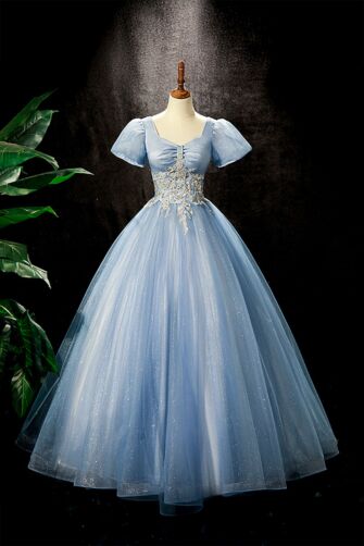 Frosted Whisper – Blue Sparkle Ball Gown