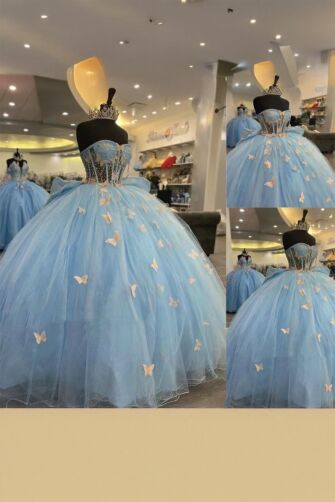 Dream of Aurora – Blue Butterfly Evening Dress
