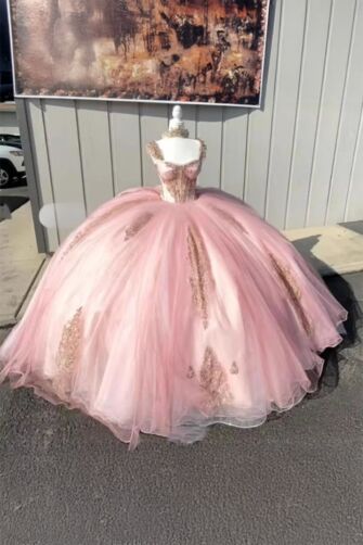 Radiant Bloom – Luxurious Pink Ball Gown