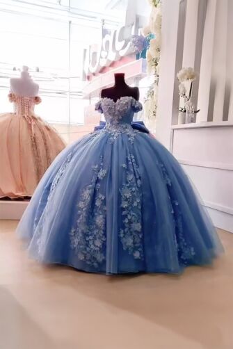 Blue Enchantment – Off-Shoulder Princess Dress