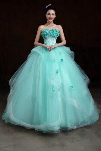 Enchanted Meadow – Soft Green Ball Gown