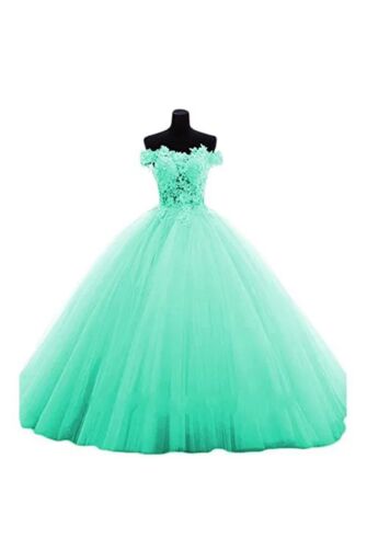 Azure Whisper – Off-Shoulder Tulle Dress